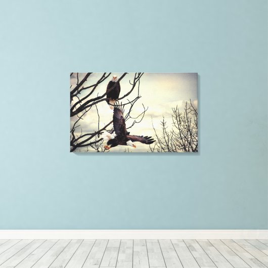 Eagle Watching Eagle Canvas Afdruk (Insitu (Houten vloer))