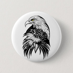 Eagle Wild Animal Natuur Illustratie Art Tattoo Ronde Button 5,7 Cm