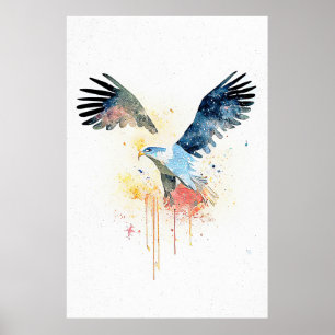 Eagle Wilde Dier Natuur Waterverf Kunst Schilderen Poster