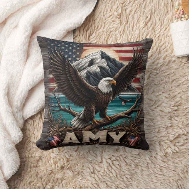 Eagle Wings Verspreid door Amerikaanse Vlag Kussen (Deken)