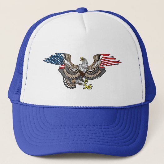 Eagle with American Flag Wings Trucker Hat Trucker Pet (Voorkant)