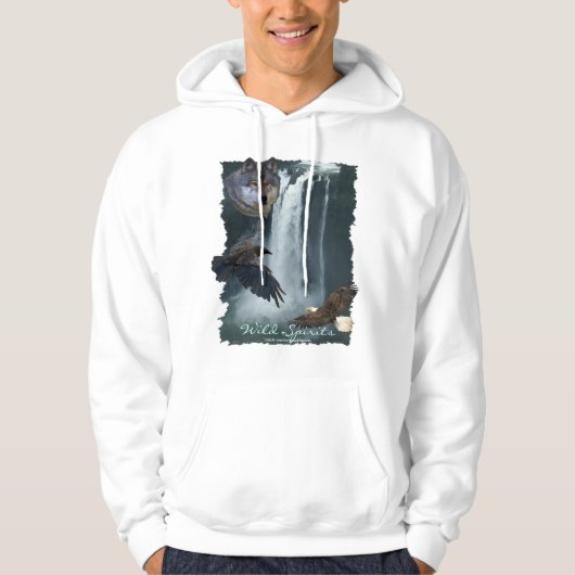 Eagle, Wolf, Raven & Herfsten Natuur Scène Hoodie (Voorkant)