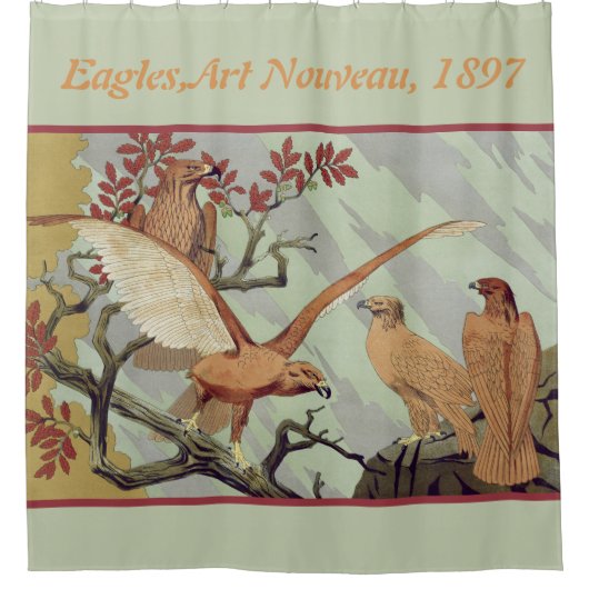 Eagles Animal Decoration Art Nouveau Design Douchegordijn (Voorkant)