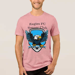 Eagles FC Voetbalclub Logo in Lichtblauw, Zwart Tri-Blend Shirt