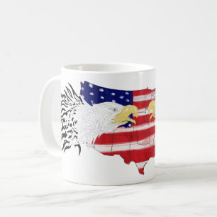 Eagles Over America Pained Flag Coffee Mok
