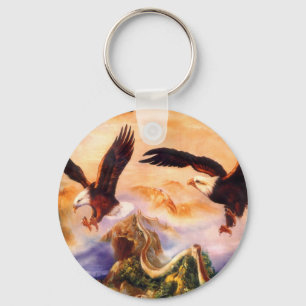 Eagles over de Grote Muur van China Sleutelhanger
