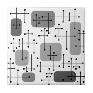Eames Era Art Crosshairs Grey uit de jaren 1950 Tegeltje