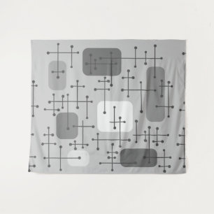 Eames Era Art Crosshairs Grey uit de jaren 1950 Wandkleed