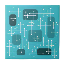Eames Era Art Crosshairs Turquoise uit de jaren 19