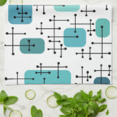 Eames Era Art Crosshairs Turquoise uit de jaren 19 Theedoek (Gevouwen)