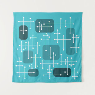 Eames Era Art Crosshairs Turquoise uit de jaren 19 Wandkleed