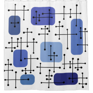 Eames Era Art Crosshairs White Blue uit de jaren 1 Douchegordijn