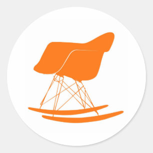 Eames rocker stoel in sinaasappel ronde sticker