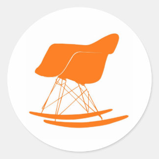 Eames rocker stoel in sinaasappel ronde sticker