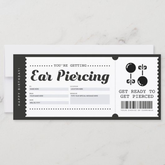 Ear Piercing Gift Voucher Certificate (Voorkant)