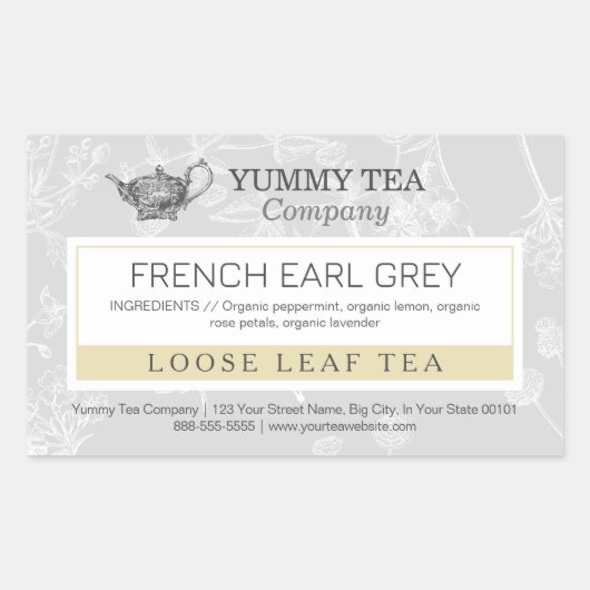 Earl Grey - Sticker pour Étiquette de thé à feuill (Devant)