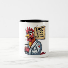 Early Bird Dad beroemd gemaakt door Funny Rooster Tweekleurige Koffiemok