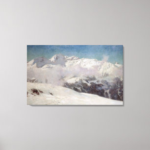 Early Morning Mist in de bergen, Shilthorn (olie) Canvas Afdruk