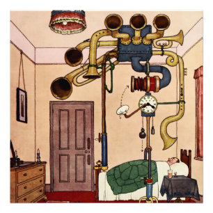 “Early to Bed” Cartoon van W Heath Robinson Foto Afdruk