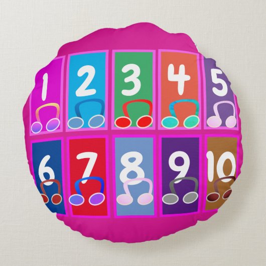 Early Wiskunde Numbers 1 tot 10 Round Cushions Rond Kussen (Achterkant)