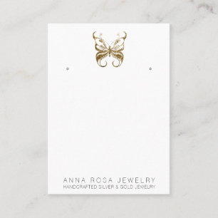 *~* EARRING DISPLAY QR Gold Glitter Butterfly Busi Visitekaartje