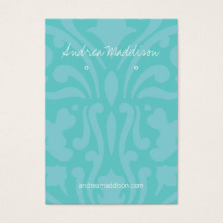 Earring Holder - Business Card Damask Turquoise Visitekaartje