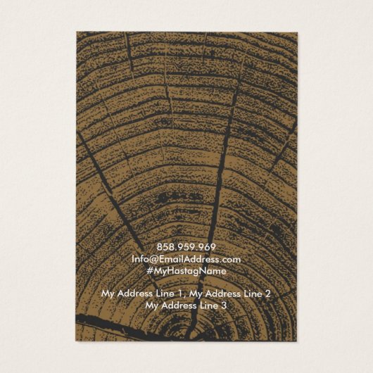 Earring Jewellery Display Card, Rustic Wood Ring Visitekaartje (Achterkant)