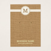 Earring & Jewelry Rustic Burlap Display Card Visitekaartje (Voorkant)