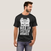 Ears-up systeem bewapende Pitbull Hondenliefhebber T-shirt (Voorkant volledig)