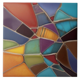 Earth Air Fire Faux Mosaic Shards Abstract Tegeltje