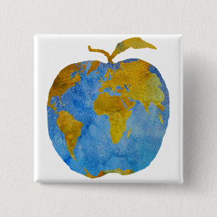 Earth Apple Vierkante Button 5,1 Cm