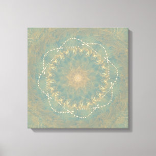 Earth Bloom Mandala – Getextureerde Geometrische K Canvas Afdruk
