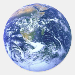 Earth Blue Marmer Ronde Sticker