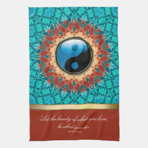 Earth Blue YinYang New age Art Quote Tea Towel Theedoek