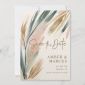 Earth Boho Botanical Wedding Bewaar de datum Kaart (Voorkant)