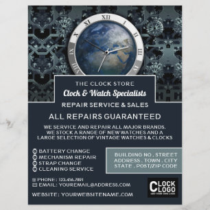 Earth Clock, Horoloog Adverteren Flyer