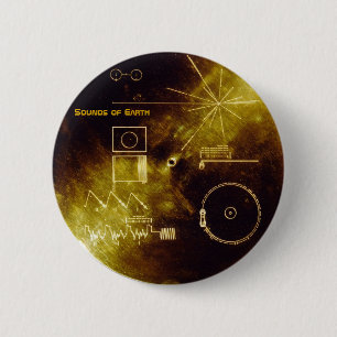 Earth Day 2012 - Sounds of Earth goud record Ronde Button 5,7 Cm