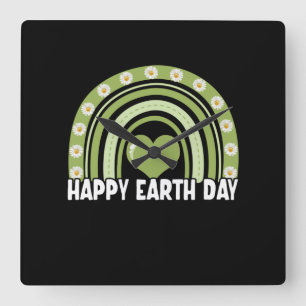 Earth Day 2022 Happy Earth Day Rainbow Vierkante Klok