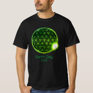 Earth Day 2024 Groene sprankelende bloem van het l T-shirt
