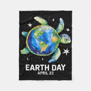 Earth Day 2025 Herstel Earth Zee Turtle Art Save T Fleece Deken