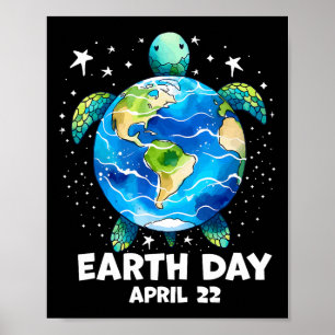 Earth Day 2025 Herstel Earth Zee Turtle Art Save T Poster