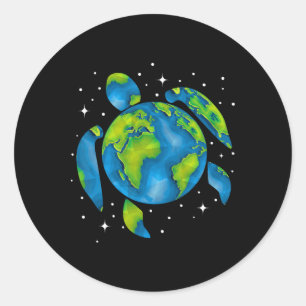 Earth Day 2025 Herstel Recyclen Zee Schildpad Red Ronde Sticker