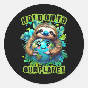 Earth Day 2025 Houd vast aan onze planeet Schattig Ronde Sticker