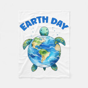 Earth Day 2025 Zee Schildpadkunst Red de planeet Fleece Deken