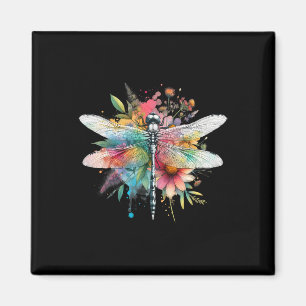 Earth Day Beautiful Dragonfly Waterverf Art Insec Magneet