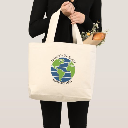 Earth Day Blauw Groen Wereldbol Kaart Planet Plus Grote Tote Bag (Voorkant (product))