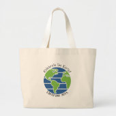 Earth Day Blauw Groen Wereldbol Kaart Planet Plus Grote Tote Bag (Voorkant)