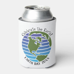 Earth Day Blue Green Wereldbol Map Planet Blikjeskoeler