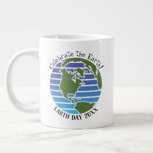 Earth Day Blue Green Wereldbol Map Planet Extra Grote Beker