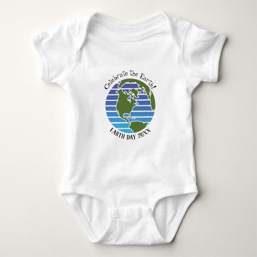 Earth Day Blue Green Wereldbol Map Planet Romper (Voorkant)